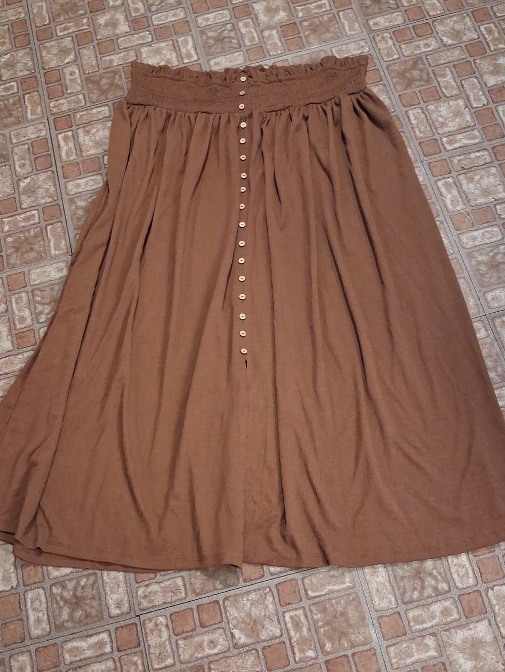 Cato Brown Maxi Skirt with Faux Button Front Size 22/24